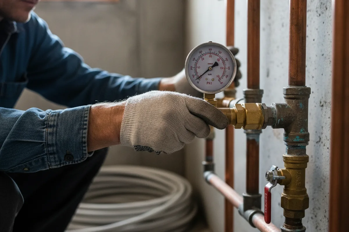 Pressure testing a repaired line during Water Line Repair in Ladera Ranch